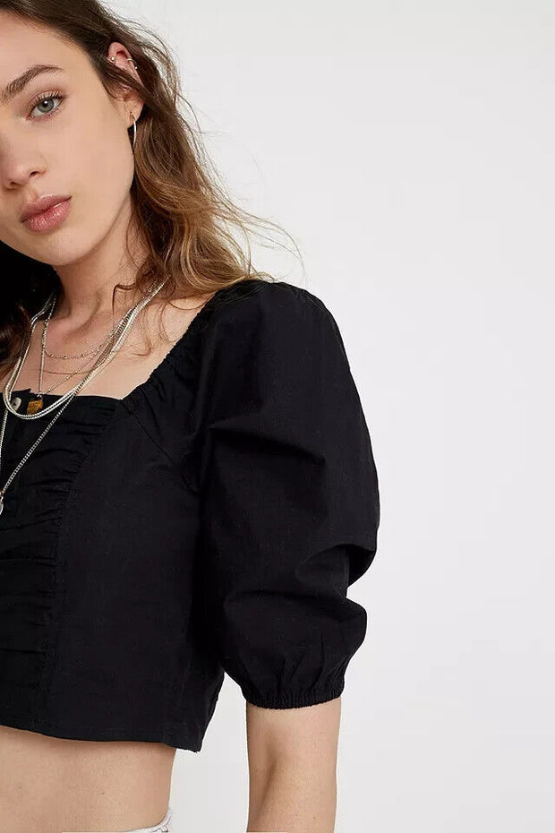 Urban Outfitters UO Laura 府绸衬衫短款上衣 XS