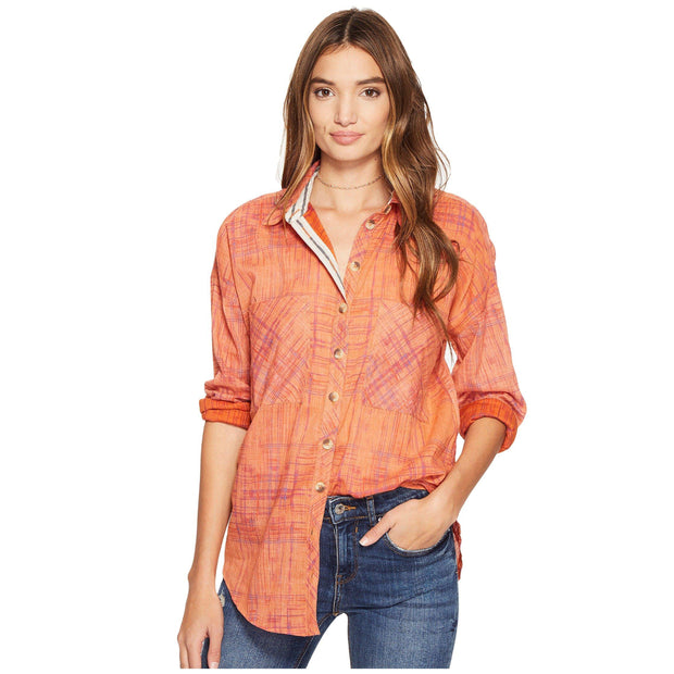 Free People Shore Vibes Buttondown Printed  Shirt Top S