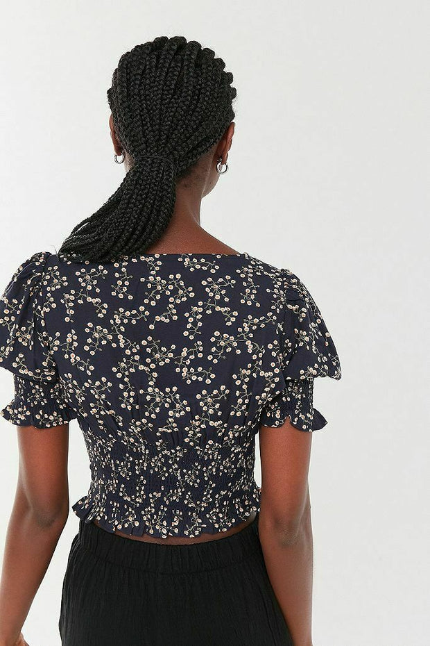 Urban Outfitters UO Ophelia Floral Smocked Top