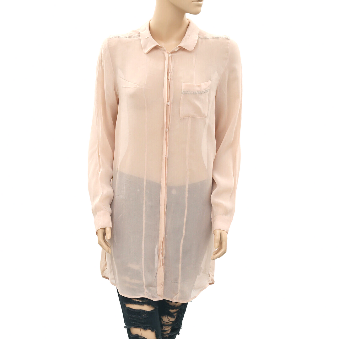 Day Birger ET Mikkelsen Sheer Peach Tunic Shirt Top