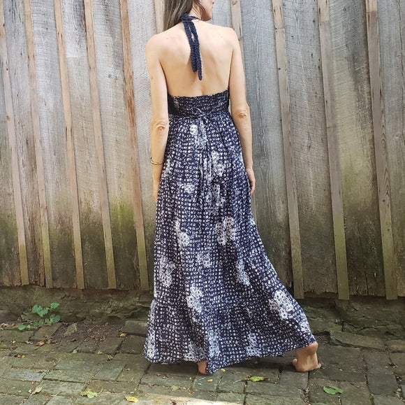 Lucky Brand John Robshaw Crochet Printed Maxi Dress