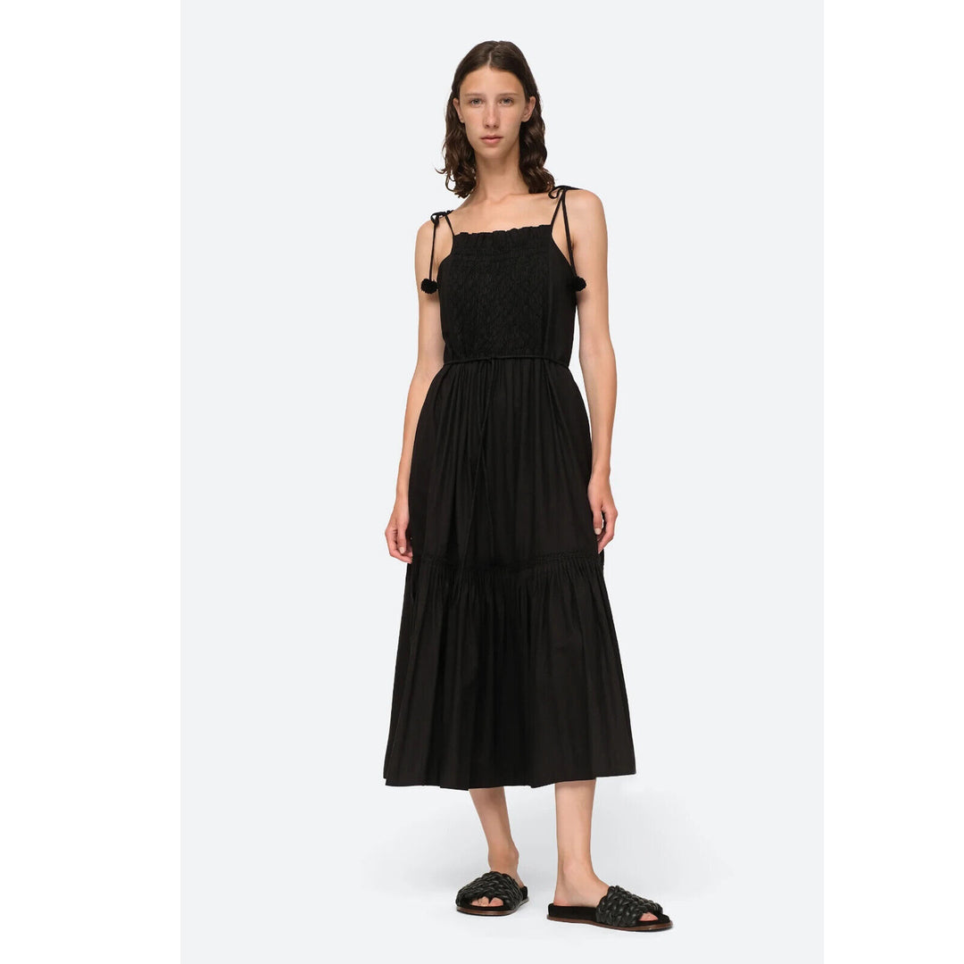 Willa Smocked Dress L / Black | Women | Cotton by Sea New York Willa Smocked Dress L / Black | Women | Cotton by Sea New York