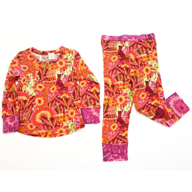 Anthropologie Roeqiya Kids Girls Floral Printed Top & Pants Set
