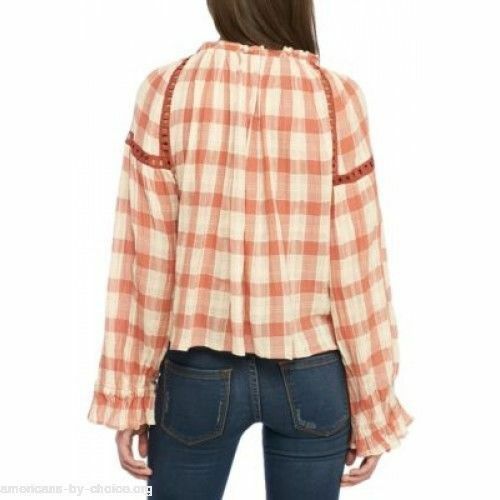 Free People Honey Grove Plaid Blouse Top