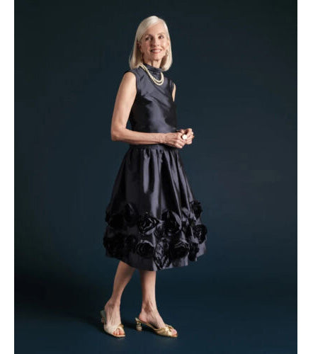 Frances Valentine Barbara Flowers Shantung Skirt