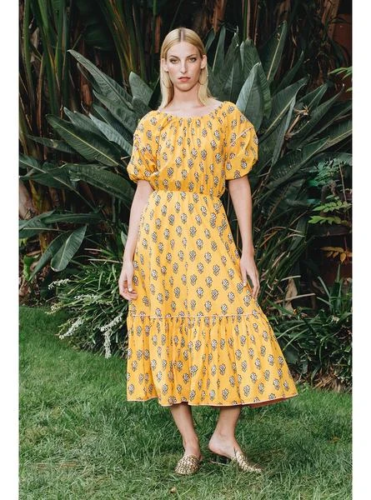 Rhode Resort Frida Off The Shoulder Yellow Midi Dress Yellow / M Rhode Resort Frida Off The Shoulder Yellow Midi Dress Yellow / M