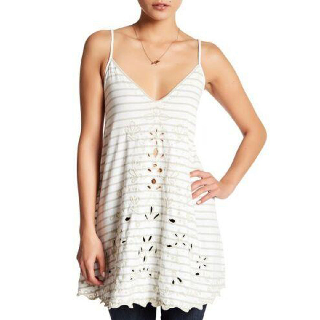 Free People Seafaring Embroidered Cami Tunic Top