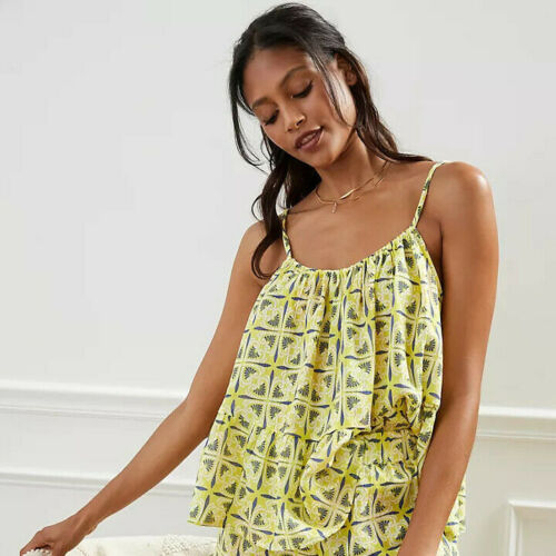 Anthropologie Beachy Ruffled Printed Cami Blouse Top