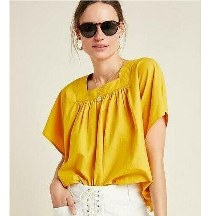 Frye x Anthropologie Marin Yellow Blouse Top