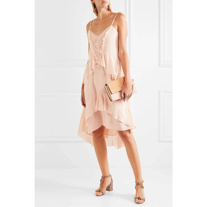 ULLA JOHNSON Emilia Lace-Trimmed Ruffled Silk Tunic Dress