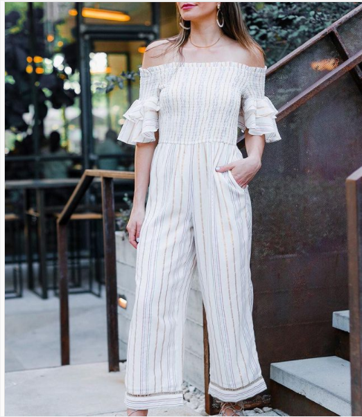 Saylor NYC Metallic Linen Striped Jumpsuit Dress