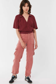 Urban Outfitters Natural Surplice Collared Cropped Top