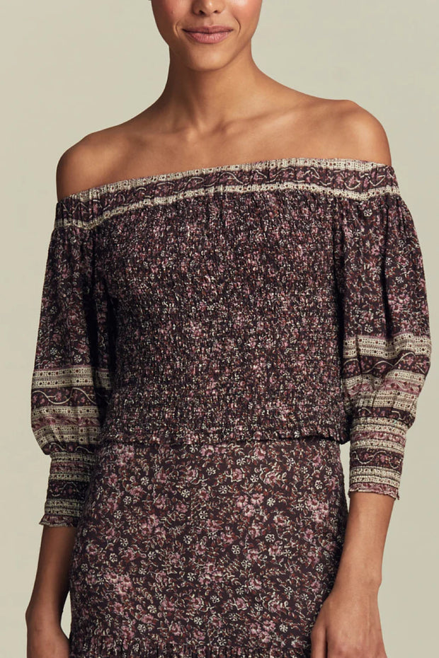 Veronica Beard Rosalinda Printed Off-the-Shoulder Blouse Top