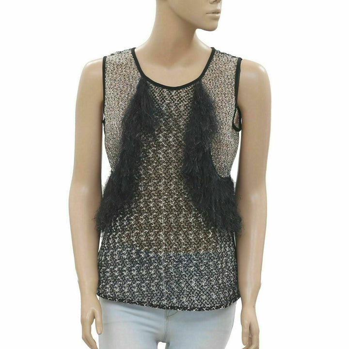 Yoana Baraschi Anthropologie Crochet Fringes Blouse Tank Sleeveless Top