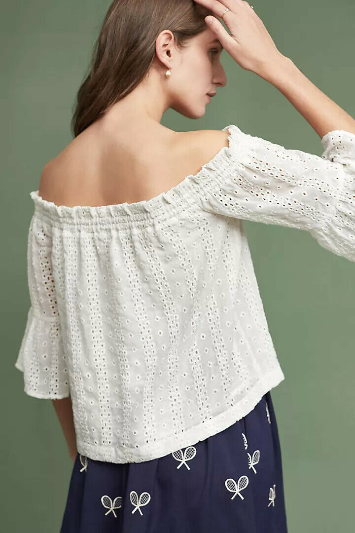 Floreat Anthropologie Off The Shoulder Eyelet Blouse Top