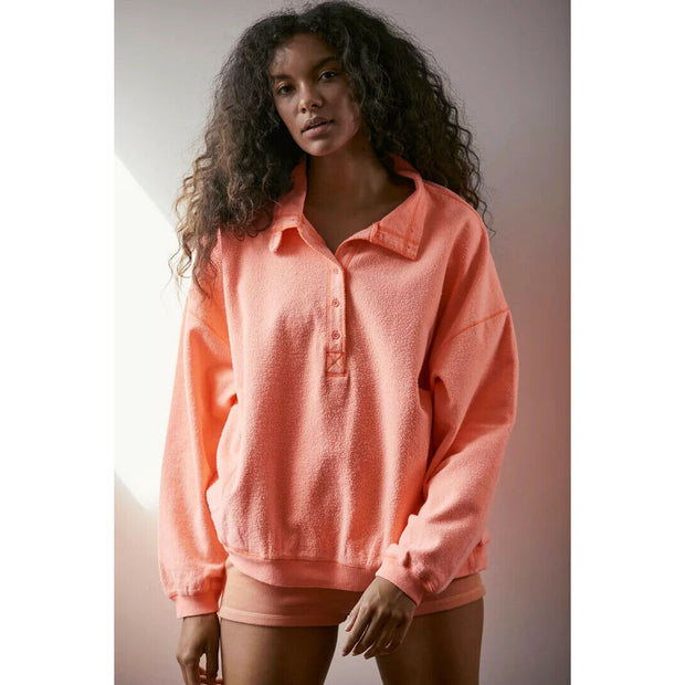 Out From Under Urban Outfitters Jacintha Reverse Henley Sweatshirt Top
